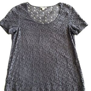 Fossil gray lace short sleeve top size small